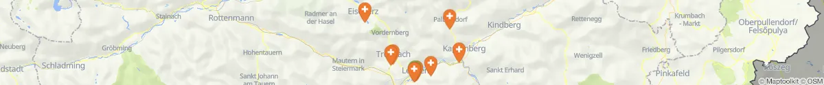 Kartenansicht für Apotheken-Notdienste in der Nähe von Tragöß-Sankt Katharein (Bruck-Mürzzuschlag, Steiermark)